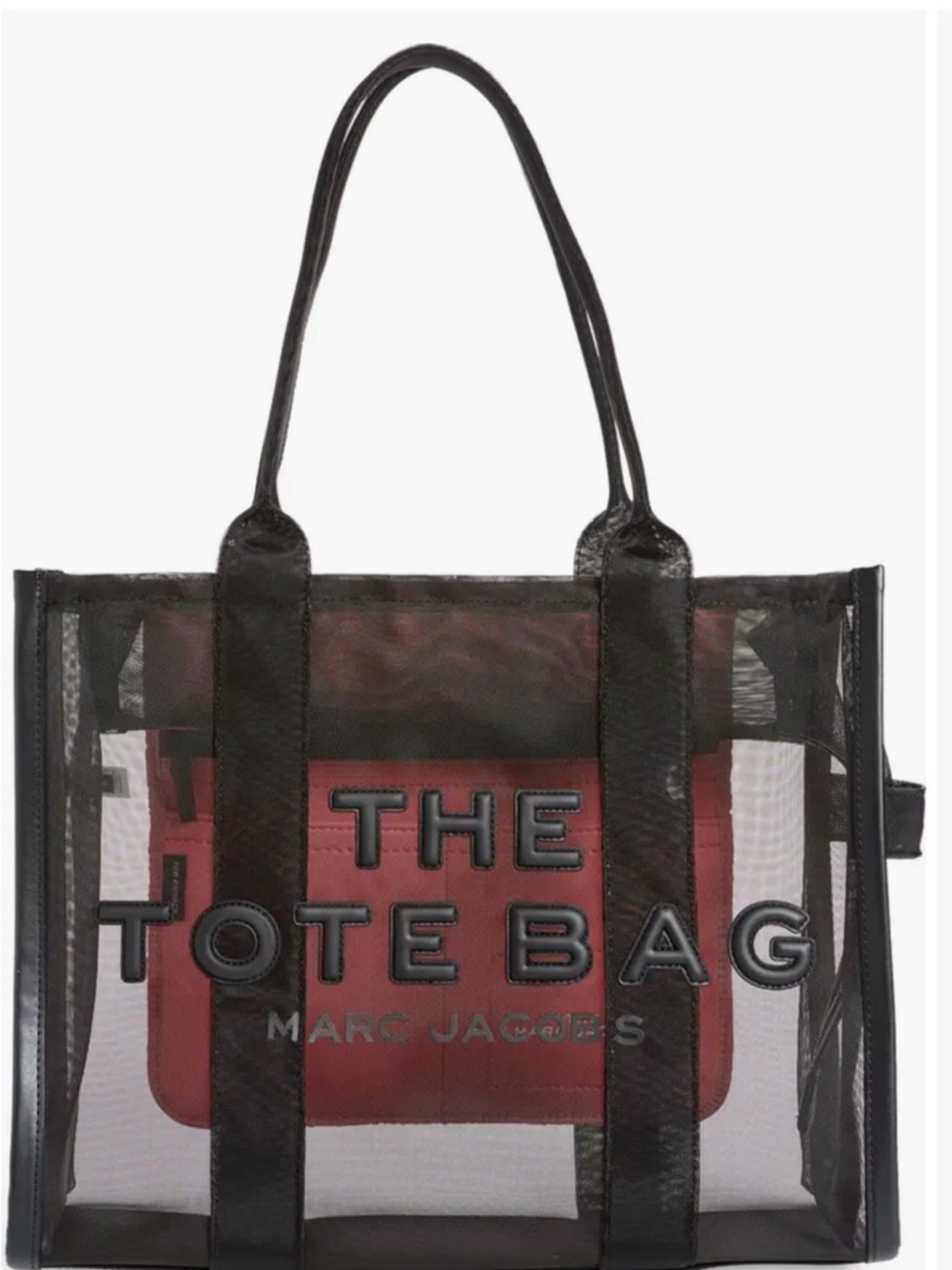 Marc Jacobs Black Tote with magenta pocket detail